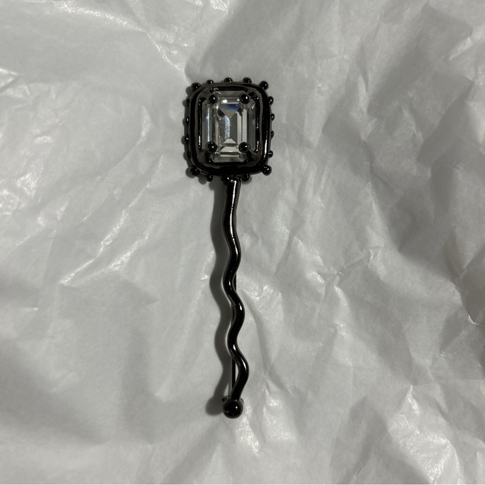 Vintage Karl Lagerfeld Curved Diamond Brooch 3.75”